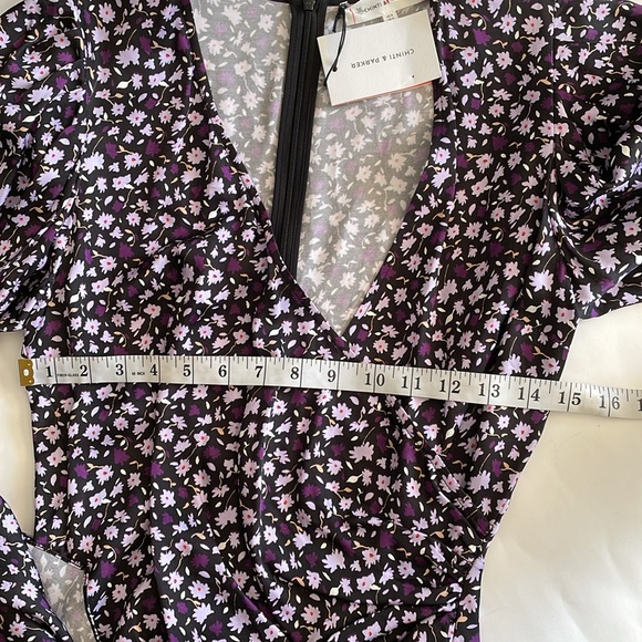 Chinti & parker gabriel floral fixed wrap effect ruched mini dress size 4 - Picture 7 of 11